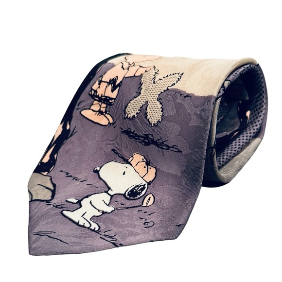 VTG Snoopy & Charlie Brown Golfing Silk Tie Mens Traditional - Picture 4 of 5